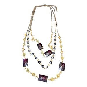 Avon Vintage Triple Strand Faceted Bead Necklace J12